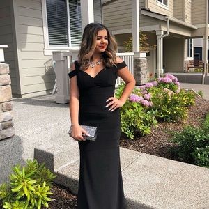 Black off shoulder maxi dress/ gown